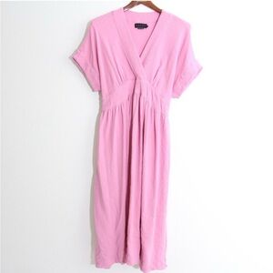 Hatch Maternity The Carolina Dress Orchid Pink Tie Waist Gauze Cotton Midi XL